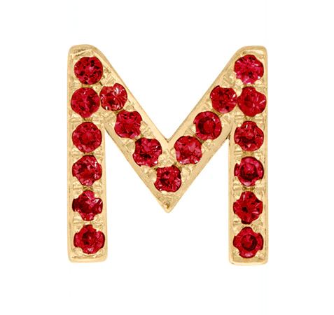 Yellow Gold, Ruby Letter Bead - Image 15