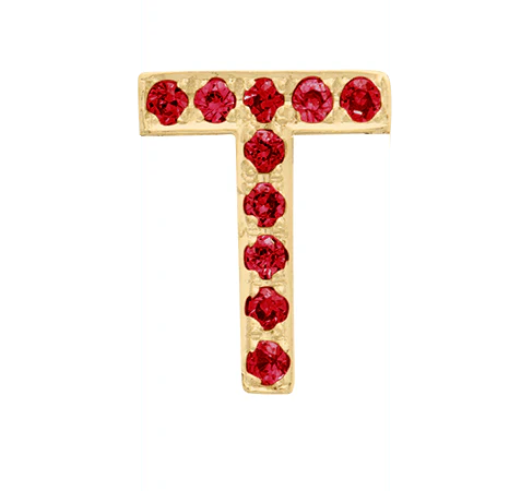 Yellow Gold, Ruby Letter Bead - Image 22