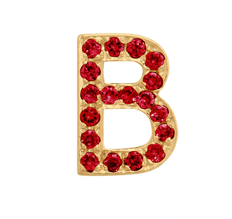 Yellow Gold, Ruby Letter Bead - Image 4