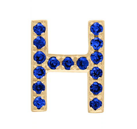 Yellow Gold, Blue Sapphire Letter Bead - Image 10