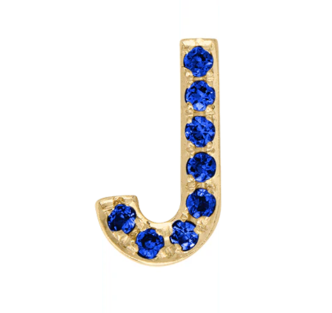 Yellow Gold, Blue Sapphire Letter Bead - Image 12