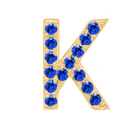 Yellow Gold, Blue Sapphire Letter Bead - Image 13