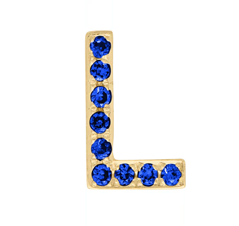 Yellow Gold, Blue Sapphire Letter Bead - Image 14