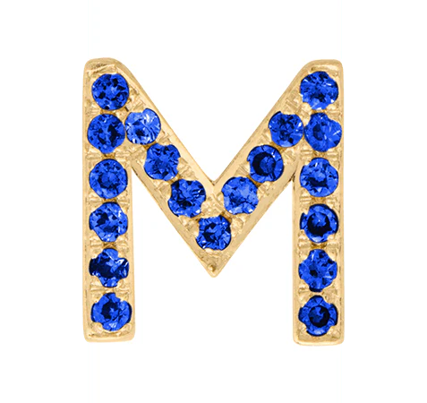 Yellow Gold, Blue Sapphire Letter Bead - Image 15