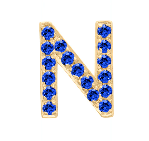 Yellow Gold, Blue Sapphire Letter Bead - Image 16