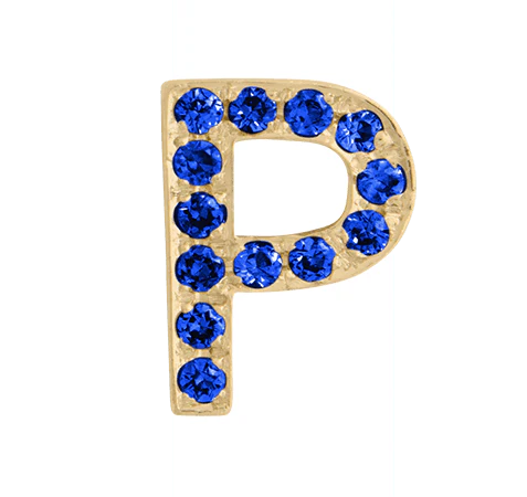 Yellow Gold, Blue Sapphire Letter Bead - Image 18
