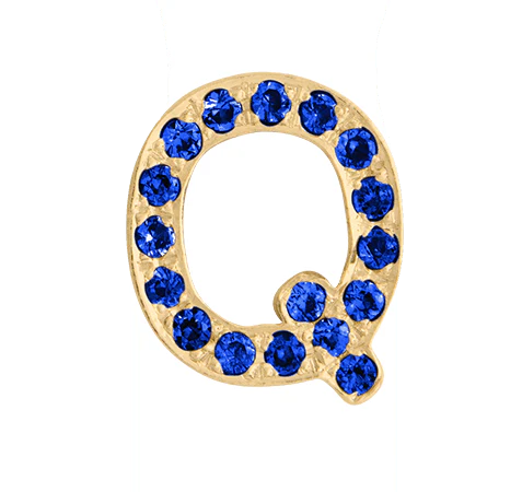 Yellow Gold, Blue Sapphire Letter Bead - Image 19