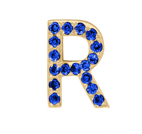 Yellow Gold, Blue Sapphire Letter Bead - Image 20