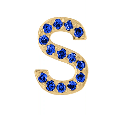 Yellow Gold, Blue Sapphire Letter Bead - Image 21