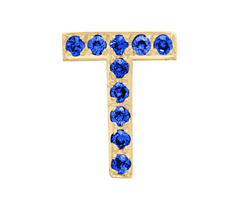 Yellow Gold, Blue Sapphire Letter Bead - Image 22