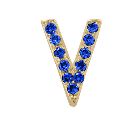 Yellow Gold, Blue Sapphire Letter Bead - Image 24