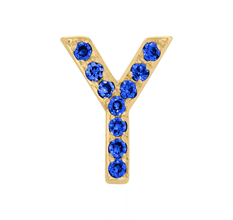 Yellow Gold, Blue Sapphire Letter Bead - Image 27