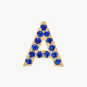 Yellow Gold, Blue Sapphire Letter Bead - Image 29