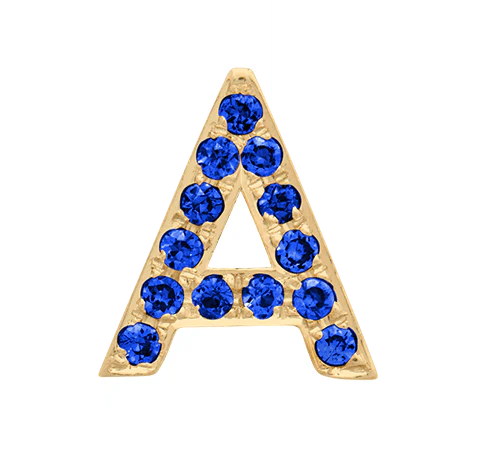 Yellow Gold, Blue Sapphire Letter Bead - Image 3