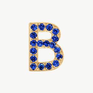 Yellow Gold, Blue Sapphire Letter Bead - Image 30