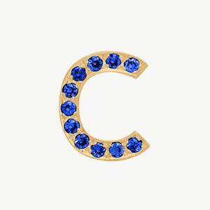 Yellow Gold, Blue Sapphire Letter Bead - Image 31