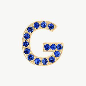 Yellow Gold, Blue Sapphire Letter Bead - Image 35