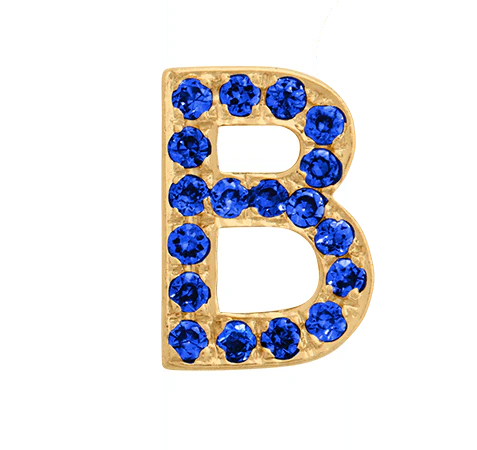 Yellow Gold, Blue Sapphire Letter Bead - Image 4