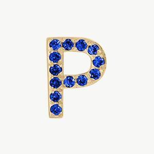 Yellow Gold, Blue Sapphire Letter Bead - Image 44