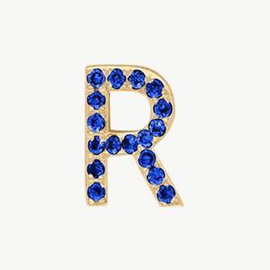 Yellow Gold, Blue Sapphire Letter Bead - Image 46