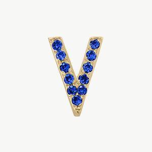 Yellow Gold, Blue Sapphire Letter Bead - Image 50