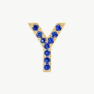 Yellow Gold, Blue Sapphire Letter Bead - Image 53
