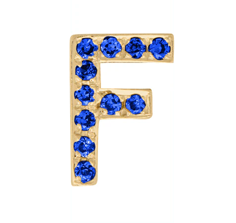 Yellow Gold, Blue Sapphire Letter Bead - Image 8