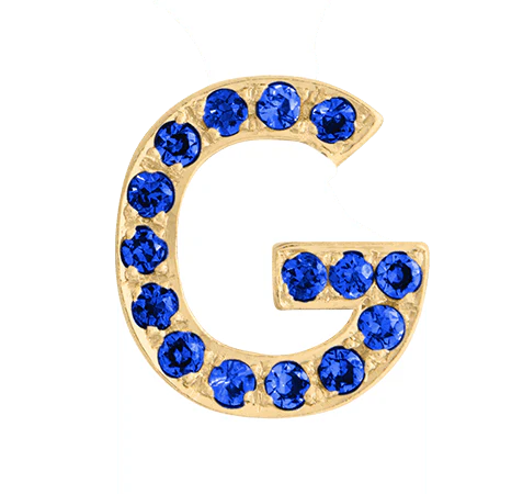 Yellow Gold, Blue Sapphire Letter Bead - Image 9