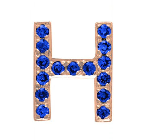 Rose Gold, Blue Sapphire Letter Bead - Image 10
