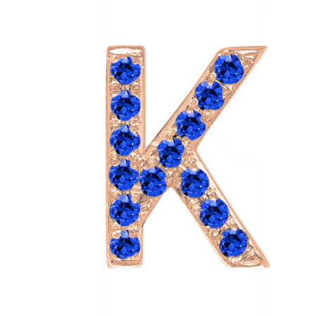 Rose Gold, Blue Sapphire Letter Bead - Image 13