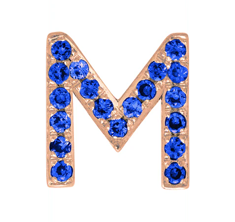 Rose Gold, Blue Sapphire Letter Bead - Image 15