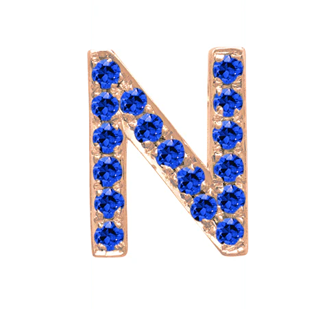 Rose Gold, Blue Sapphire Letter Bead - Image 16