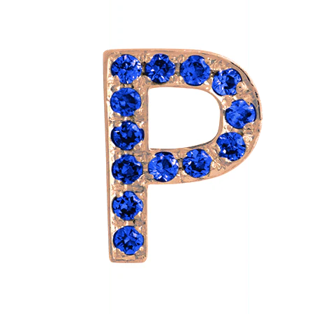 Rose Gold, Blue Sapphire Letter Bead - Image 18
