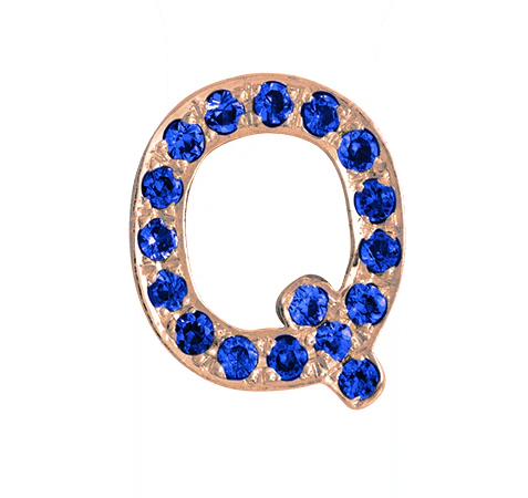 Rose Gold, Blue Sapphire Letter Bead - Image 19