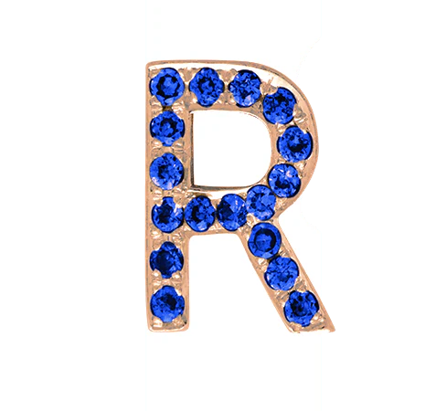 Rose Gold, Blue Sapphire Letter Bead - Image 20