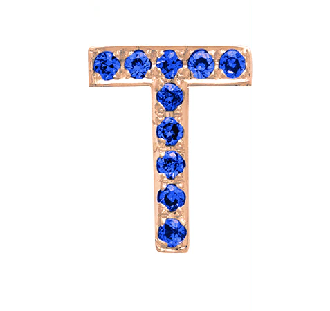 Rose Gold, Blue Sapphire Letter Bead - Image 22