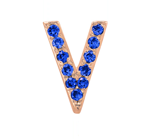Rose Gold, Blue Sapphire Letter Bead - Image 24