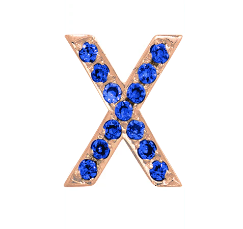 Rose Gold, Blue Sapphire Letter Bead - Image 26