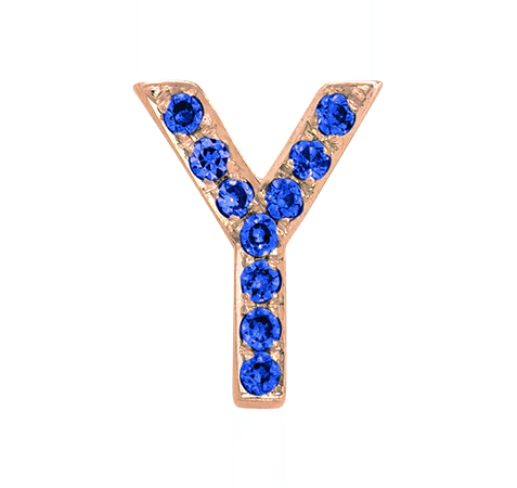 Rose Gold, Blue Sapphire Letter Bead - Image 27