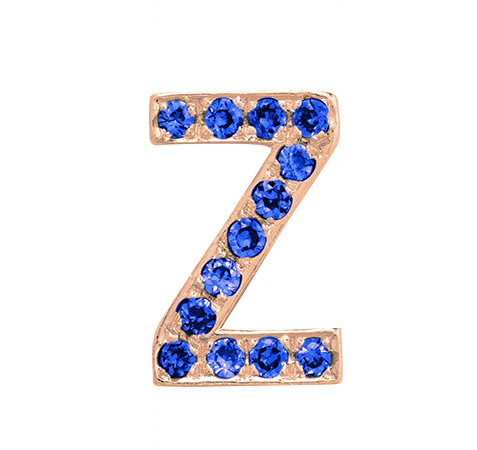 Rose Gold, Blue Sapphire Letter Bead - Image 28