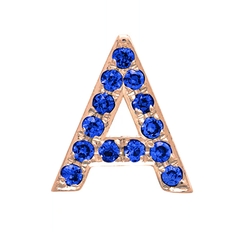 Rose Gold, Blue Sapphire Letter Bead - Image 3