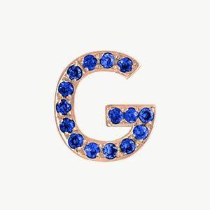 Rose Gold, Blue Sapphire Letter Bead - Image 35