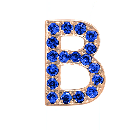 Rose Gold, Blue Sapphire Letter Bead - Image 4