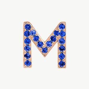 Rose Gold, Blue Sapphire Letter Bead - Image 41
