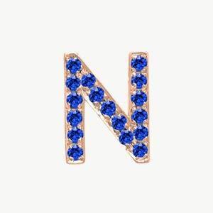 Rose Gold, Blue Sapphire Letter Bead - Image 42