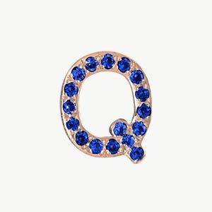 Rose Gold, Blue Sapphire Letter Bead - Image 45