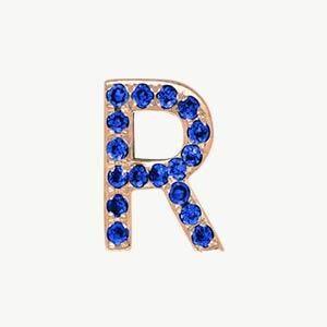 Rose Gold, Blue Sapphire Letter Bead - Image 46