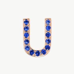 Rose Gold, Blue Sapphire Letter Bead - Image 49