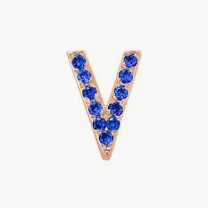 Rose Gold, Blue Sapphire Letter Bead - Image 50