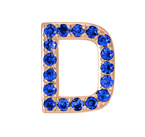 Rose Gold, Blue Sapphire Letter Bead - Image 6